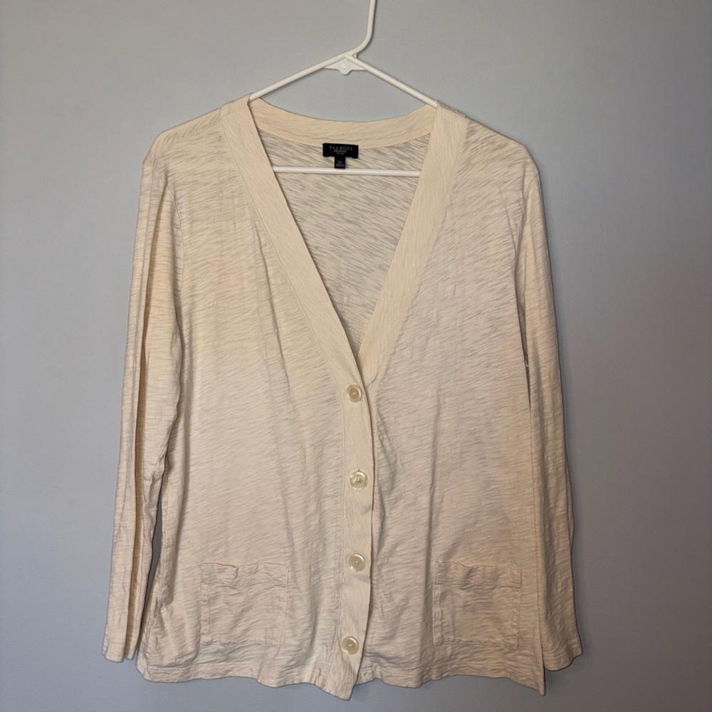 Talbots Cream Button-Up Cardigan
